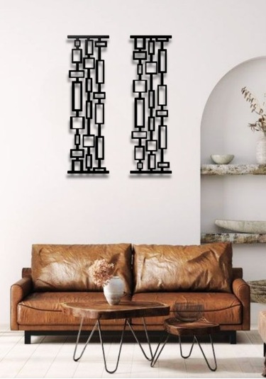 Geometrik 2 Li Metal Duvar Dekoru Seti 24x70