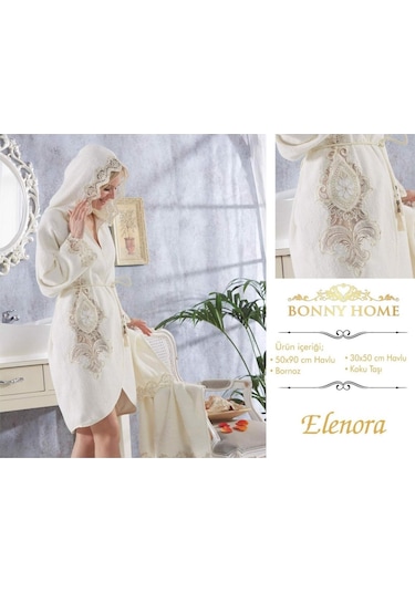 Bonny Home Elenora Krem Bayan Fransız Dantelli Balayı Çeyizlik He