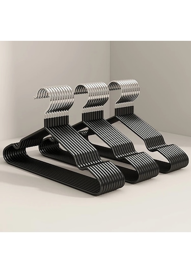 Sunshine011 30 Parça Siyah Ağır Hizmet Metal Kaymaz Askı, Gardırop Ve Yatak Odası İçin Siyah