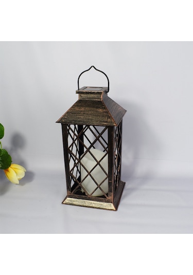 Geeksen Led Güneş Enerjili Suya Dayanıklı Bahçe Parti Dekorasyon Feneri - Yanmaz Titreşen Mum Işığı Kırmızı