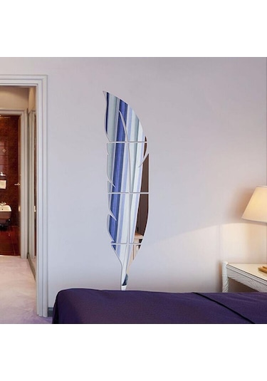 Dianziye Büyük Boy Gümüş Renkli Plastik Duvar Stickerı - Koruyucu Filmi Kaldırınca Parlak Ayna Efekti Gümüş