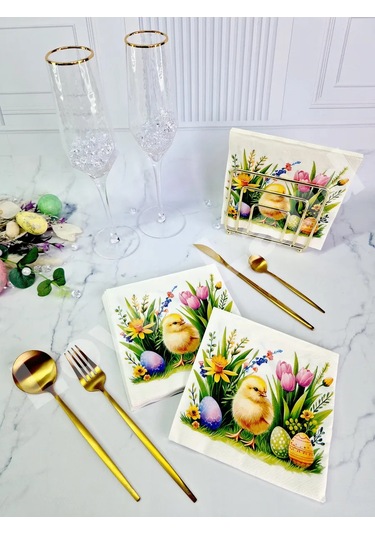 Love Land Paskalya Temalı Kağıt Masa Örtüsü 33x33 Cm 20 Adet 370309129 Pembe