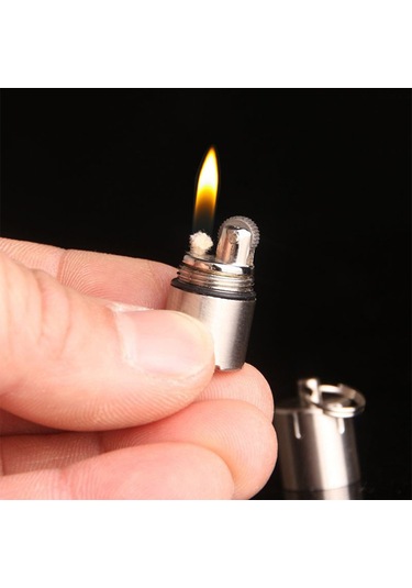 Springsun Mini Metal Kerosene Çakmak - Dayanıklı Konstruksiyon, Yakıt Saklama, Anahtar Zinciri Uyumlu - Altın Renk Altın