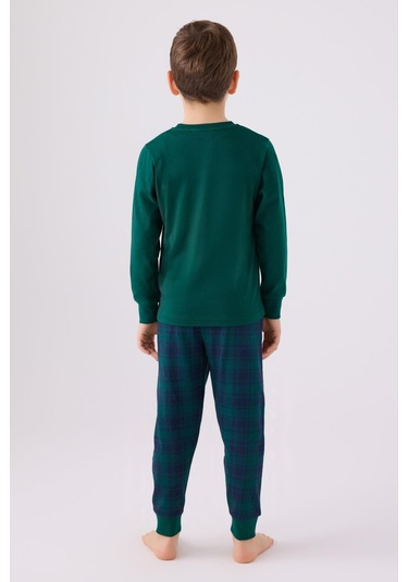 Arnetta 3131 Noel Let İt Snow Erkek Çocuk Yeşil Uzun Kol Pijama Takım Yeşil