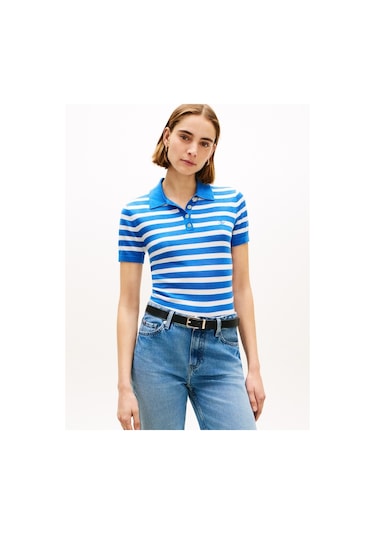 Tommy Hilfiger Lıght Layerıng S/s Polo Sweater Kadın Mavi Polo - Ww0ww48503