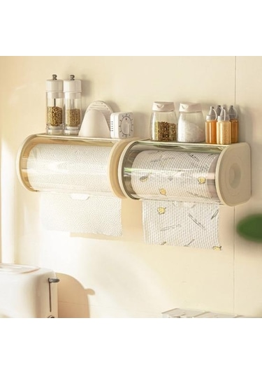 Kayısı Duvara Montaj Rulo Kağıt Tutucu Temizle Toz Geçirmez Kapak Modern Banyo Mutfak Kağıdı Havlu Kağıt Dispenseri Organizatör Saklama Kutusu