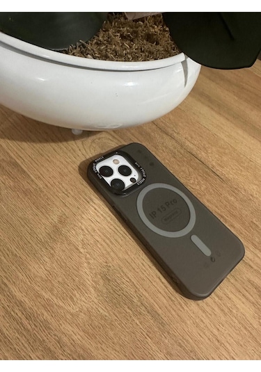 15 Pro Magsafe Destekli Kenar Korumalı Slikon Kılıf Koyu Gri