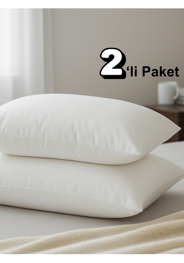 Beylini 2'li 600 Gr Pamuklu Silikon Yastık Yumuşak Rahat Antialerjik Makinede Yıkanabilir Pürüzsüz Yastık 50x70cm Beyaz