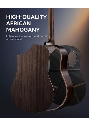 Donner Rısıng-g1 Carbon Fiber Akustik Gitar Seti Parlak Siyah