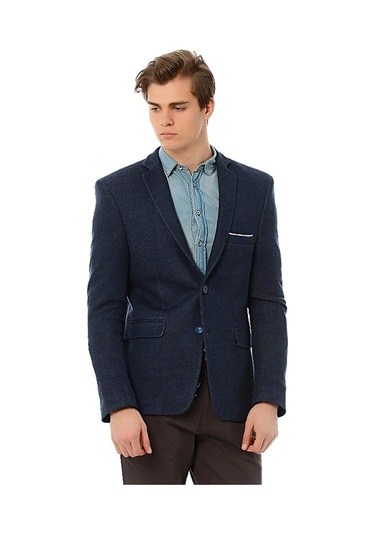 Sposo G-187 Dar Kalıp Örme Kumaş Lacivert Erkek Blazer Ceket Lacivert