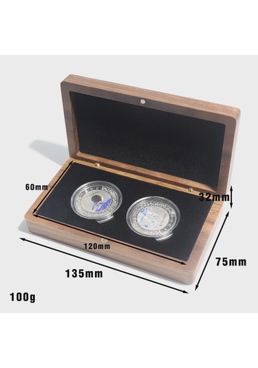 "vintage Çift Madeni Para Hatıra Madalya Saklama Kutusu - Antik Madeni Para Rozetleri İçin Siyah Ceviz Hediye Kutusu" Diğer