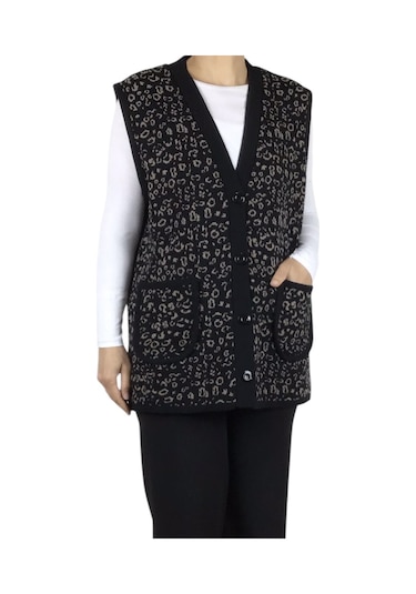 Kadın Önü Düğmeli Cepli Kalın Kışlık Kısa Yelek Vizon