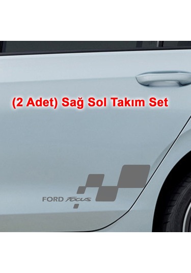 2 Adet Ford Focus Sticker - Kapı Altı Sticker - 40cm X 16cm - Gri