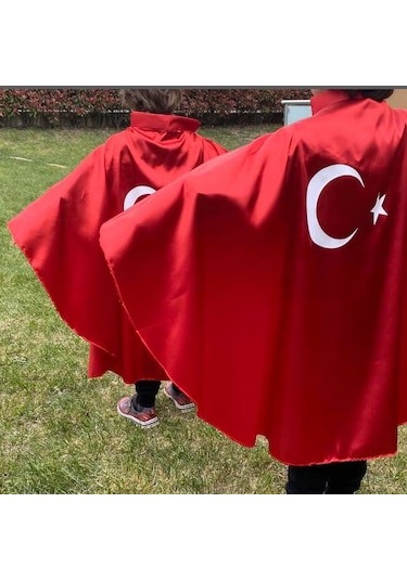 23 Nisan Özel Türk Bayraklı Kırmızı Gösteri Pelerini