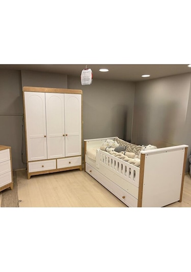Marin 3 Kapılı Dolap, Bebek Ve Genç Odası Dolap Beyaz