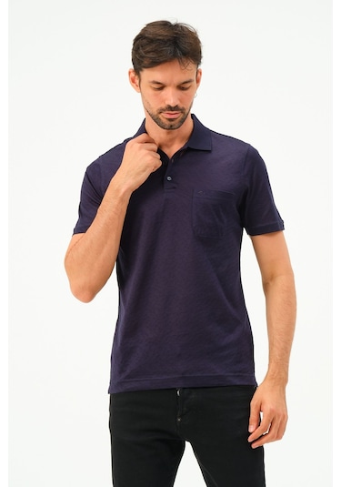Classıc Kısa Kollu Mercerize Regular Erkek Polo Yaka Tshırt Lacivert