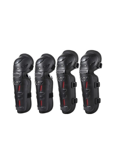 Koruyucu Motosiklet Dirseklikleri Ve Dizlikleri Set Siyah 4 Parça Siyah