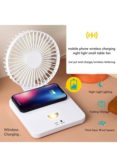 Usb Şarj Mini Fan Ev Ofis Elektrikli 3 Hız Ayarı 1200ma 8244 Beyaz