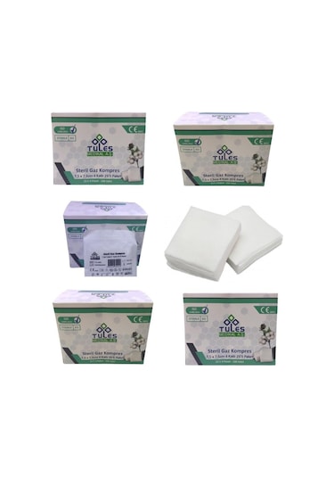 Tules Medikal Steril Kompres Gazlı Bez Spanç 7.5 x 7.5 CM 500 Adet