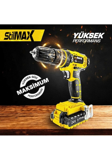 Stilmax STM1069 24V 5 Ah Li-ion Çift Akülü Darbeli Matkap Vidalama + 24 Parça Set