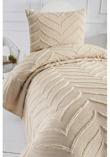 Çeyiz Diyarı Sementina 2 Parça Tek Kişilik Pike Takımı Bej Bej