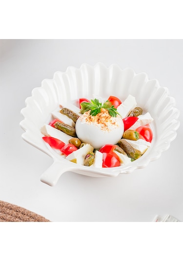 Porsima 1747n Porselen Kase Yaprak Desenli Derin Salata Kase 15cm