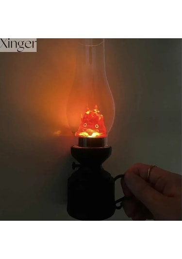 Novahub Calcifer Gece Lambası - Şarj Edilebilir Howl In Yürüyen Şatosu, Hediye Seçeneği Kırmızı Kırmızı