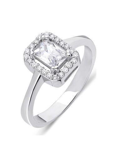 Takılingo Rodyum Kaplama Baget Kesim Mini Zirkon Taşlı Kadın Yüzük Gümüş