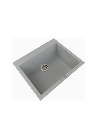 Polex Cristalüx Granit Evye P-X60 Gri Tezgah Altı Ve Tezgah Üstü Kare Mutfak Evyesi 60x50 CM