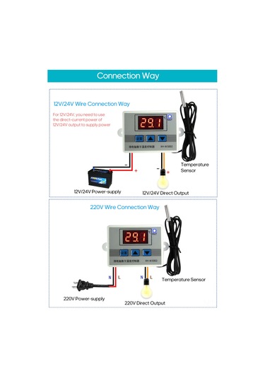 Suofeng Xh-w3002 Akıllı Led Ekranlı Dijital Mikrobilgisayar Sıcaklık Kontrol Cihazı, Suya Dayanıklı Sensör Prob İle Geniş Sıcaklık Aralığı