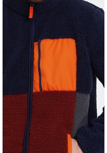 Erkek Dik Yaka Parçalı Polar Ceket Lacivert
