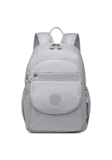 Orta Boy Kadın Sırt Çantası Krinkıl Kumaş -2022-1187 Açık Gri