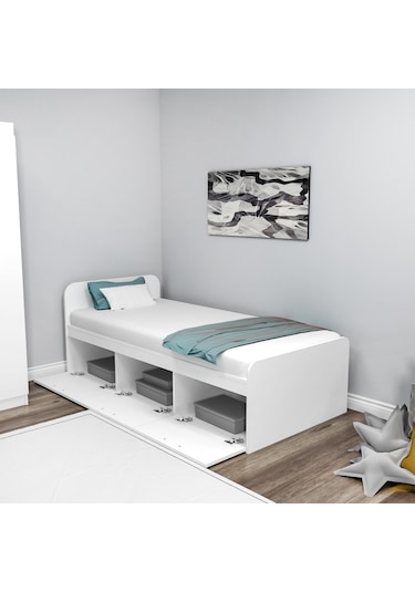 Arnetti Akser 90x190 Cm Yatak Uyumlu Tek Kişilik Karyola Beyaz