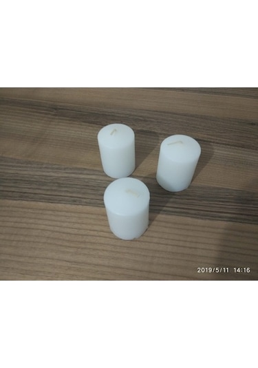 3'Lü Kokusuz Bozkurt Silindir Mum 5*7Cm (346655471)