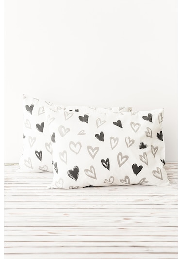 Soley Mix & Match Lover %100 Pamuk 2'li Yastık Kılıfı Seti Beyaz
