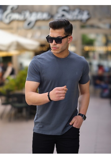 Kozik Standart Fit Bisiklet Yaka Erkek Tişört 5'li Beyaz - Siyah - Füme