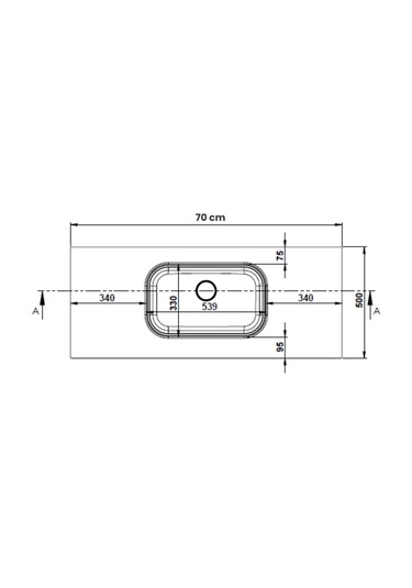 Real Stone Pure Etajerli 70x50 Siyah Granit Banyo Lavabosu Siyah