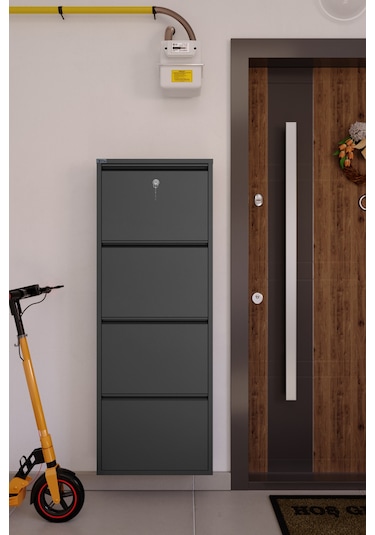 Ceha Kilitli 4'lü Metal Ayakkabılık Füme - K.AYK-4 /AB7979/KL