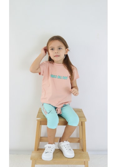 Kız Çocuk Kaprili Kısa Kollu Yazlık Basic Takım 2-5 Yaş 001
