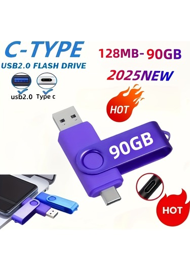 Hightower Siyah 128mb Usb C Bellek - Çift Tip C Usb 2.0 Yüksek Hız Otg Taşınabilir Depolama