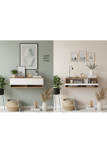 Robin Home Lia Hol Antre Dresuar Duvara Monte 100cm Atlantik Çam - Beyaz Beyaz