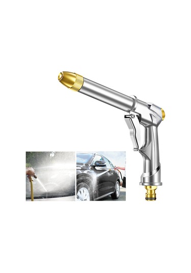 Singree Dayanıklı Metal Bahçe Hortumu Nozulu - Yüksek Basınçlı, Ayarlanabilir Su Püskürtme Gümüş