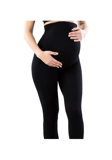 Bir Beden Küçük Gösteren Toparlayıcı Solmayan Siyah Fitilli Hamile Tayt