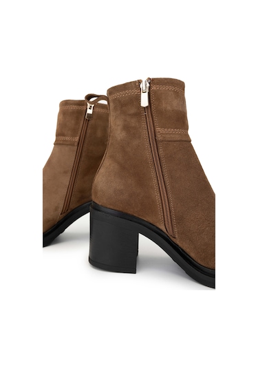Tamer Tanca Kadın Hakiki Deri Vizon Topuklu Bot 1066 3401 Bn Bot Sk24-25 Sugero Suet Tarçın