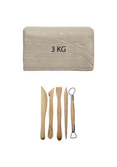 Beyaz Seramik Hamuru 3 Kg Ebeşuar Seti Kil Seti Seramik Çamuru Seti