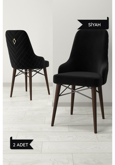 Ege Serisi,ceviz Gürgen Ayaklı 1.sınıf Babyface Kumaş Kahve Sandalye 2 Adet Siyah