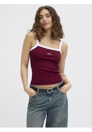 Streç Kalip Nakis Islemeli Kare Yaka Bluz - Fifi - 12276337 Cabernet