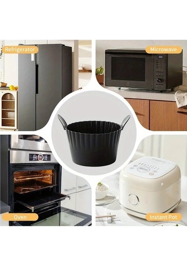 Trendooze 3 Bölmeli Siyah Kalın Mikrodalga Fırın Kek Kalıbı Yumurta Pişirme Kabı Seti