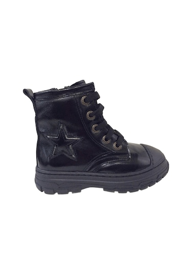 Ortopedikal 1001 Ridente Siyah Yıldızlı Patik Kız Çocuk Bot % 100 Deri Bağcık Ve Fermuarlı Siyah