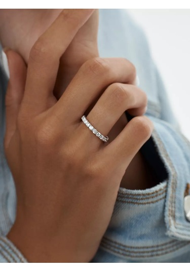 Marıola 2,5 Mm Sirkon Zeminli Ve 925 Ayar Gümüş Yüzük Alyans 183831580 Gri